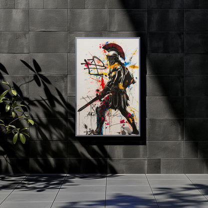 Greek Warrior canvas wall art shown in a styled room (view 3)