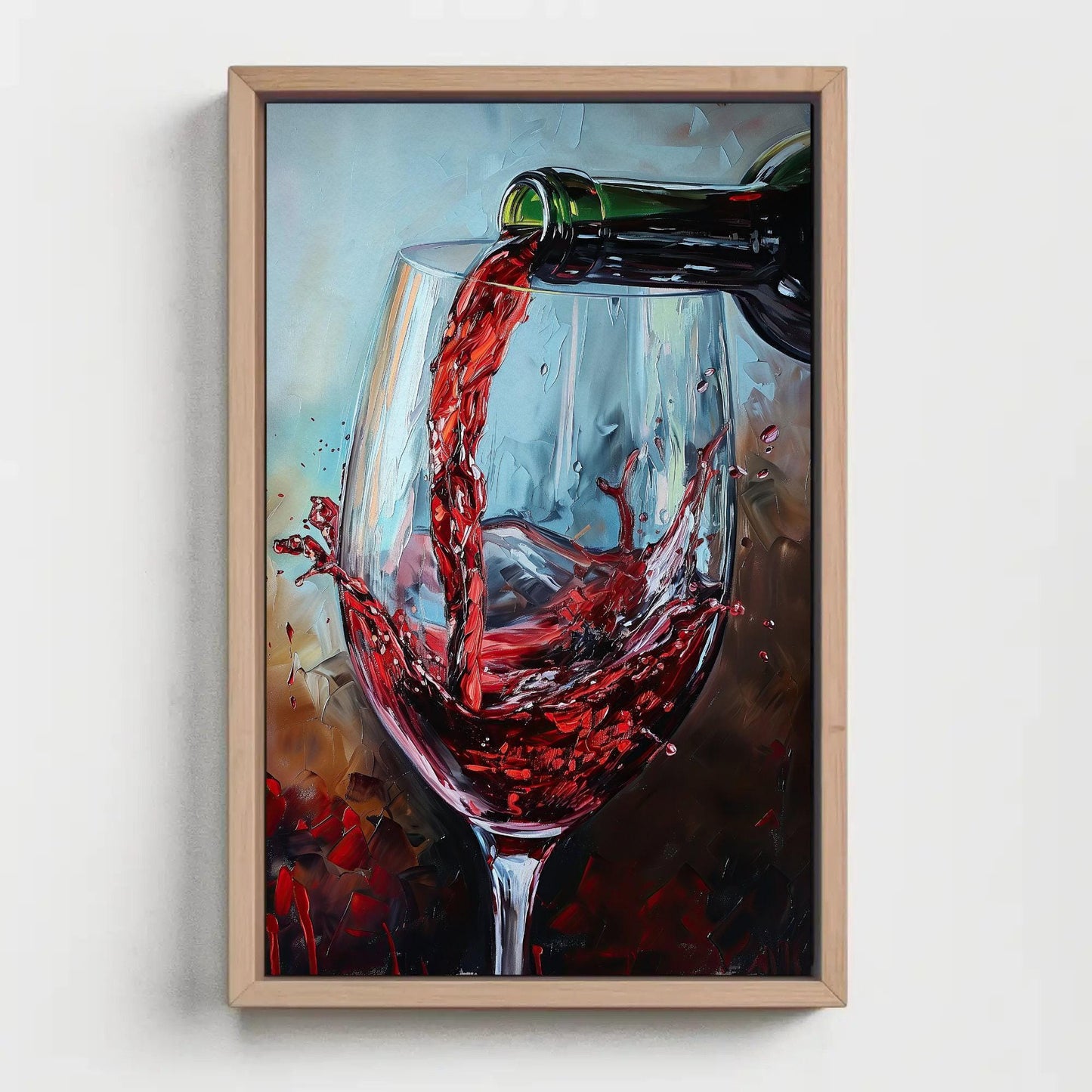Red Wine modern canvas wall art, ready to hang