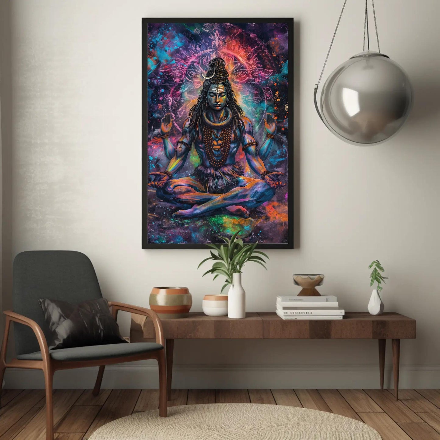 Lord Shiva Meditation minimalist canvas wall art for the home