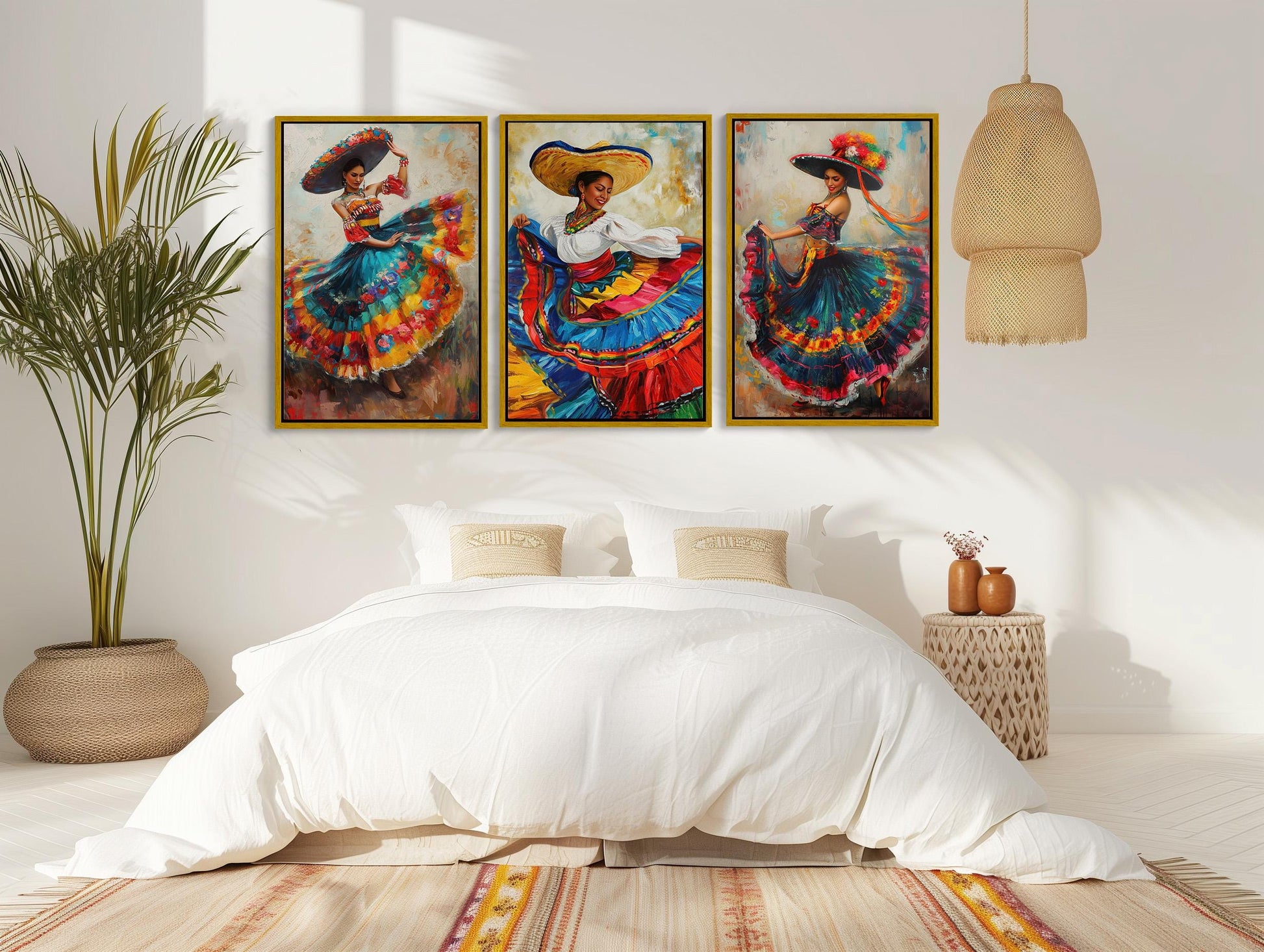 Mexican Folk Dance modern canvas wall art, ready to hang
