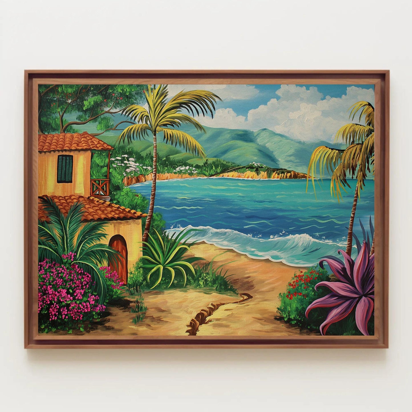Puerto Rico canvas wall art shown in a styled room