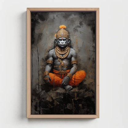 Lord Hanuman canvas wall art shown in a styled room