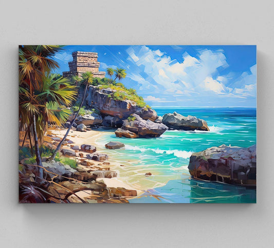 Tulum Mexico Canvas Print – Vibrant Coastal Wall Art, Museum-Grade Canvas