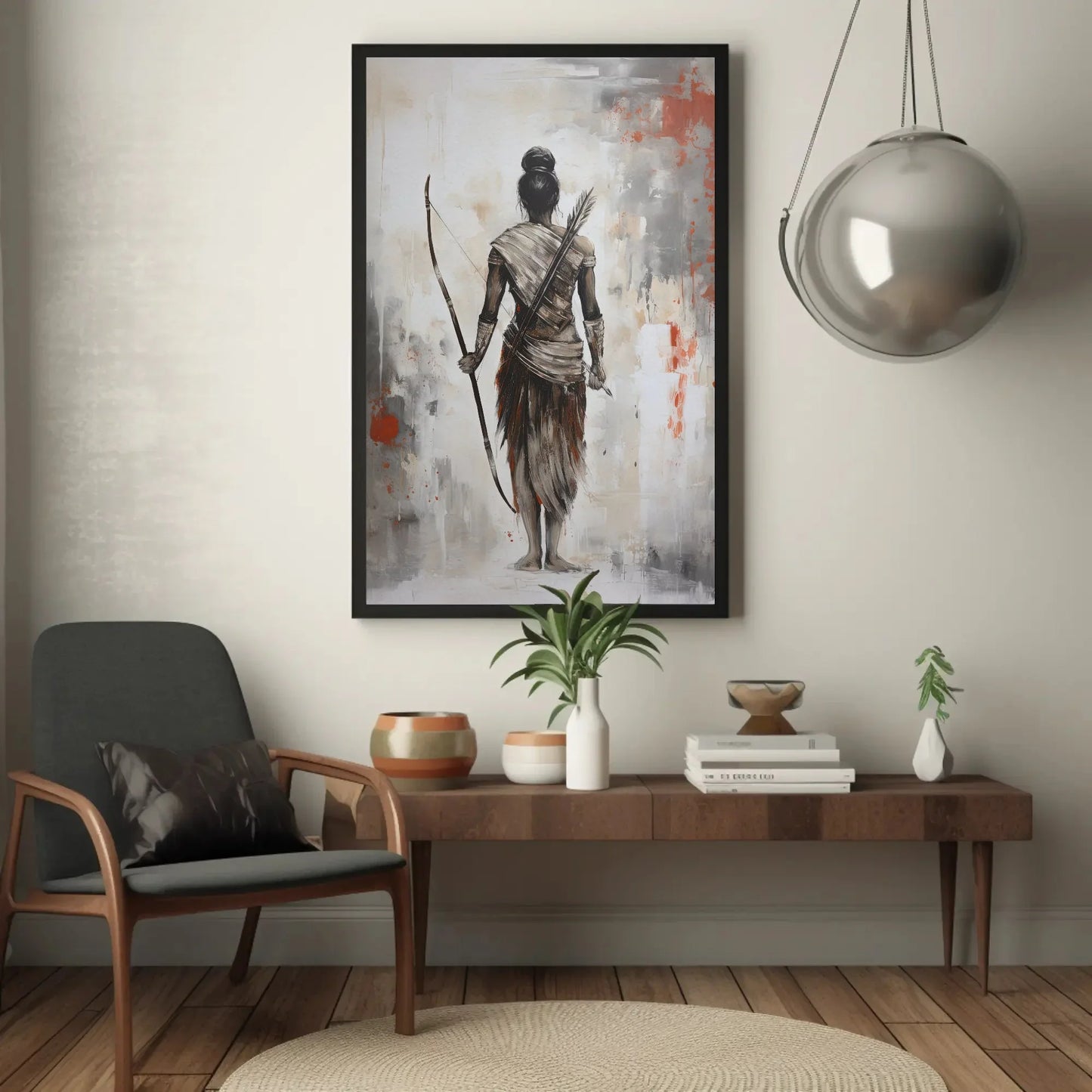 Lord Ram Abstract Canvas Painting, Lord Ram Poster Print, Hindu God Wall Art, Indian Home Decor, Religious Artwork, Indian Painting Wall Art – Canvas Print
