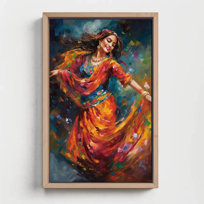 Indian Folk Dance , Bharatanatyam art deco canvas wall art, ready to hang (view 2)
