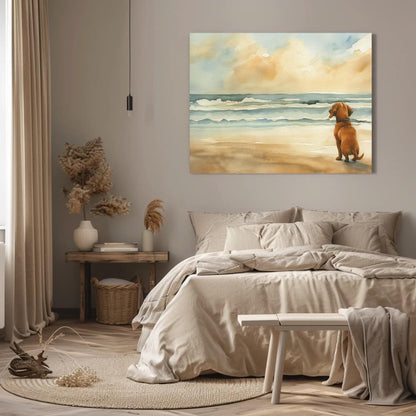 Dachshund Dog Coastal canvas wall art shown in a styled room (view 2)
