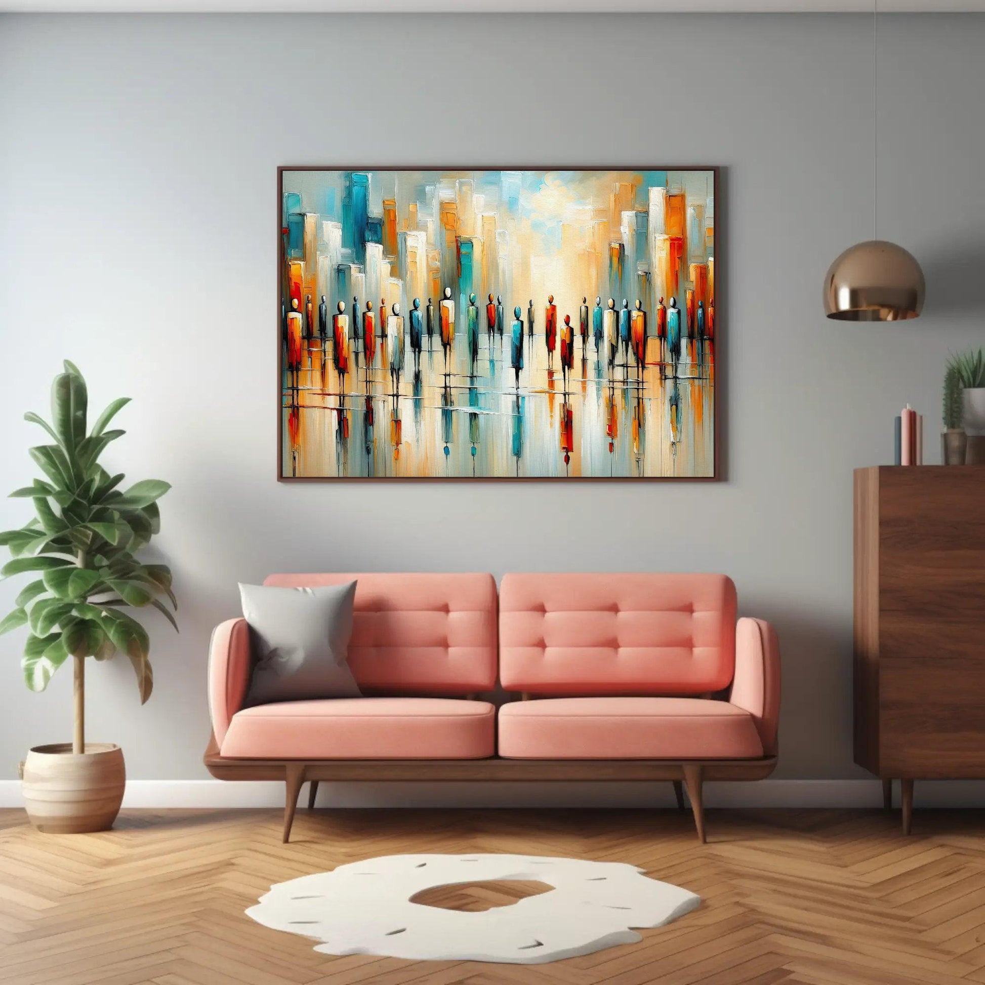 African American canvas wall art shown in a living room