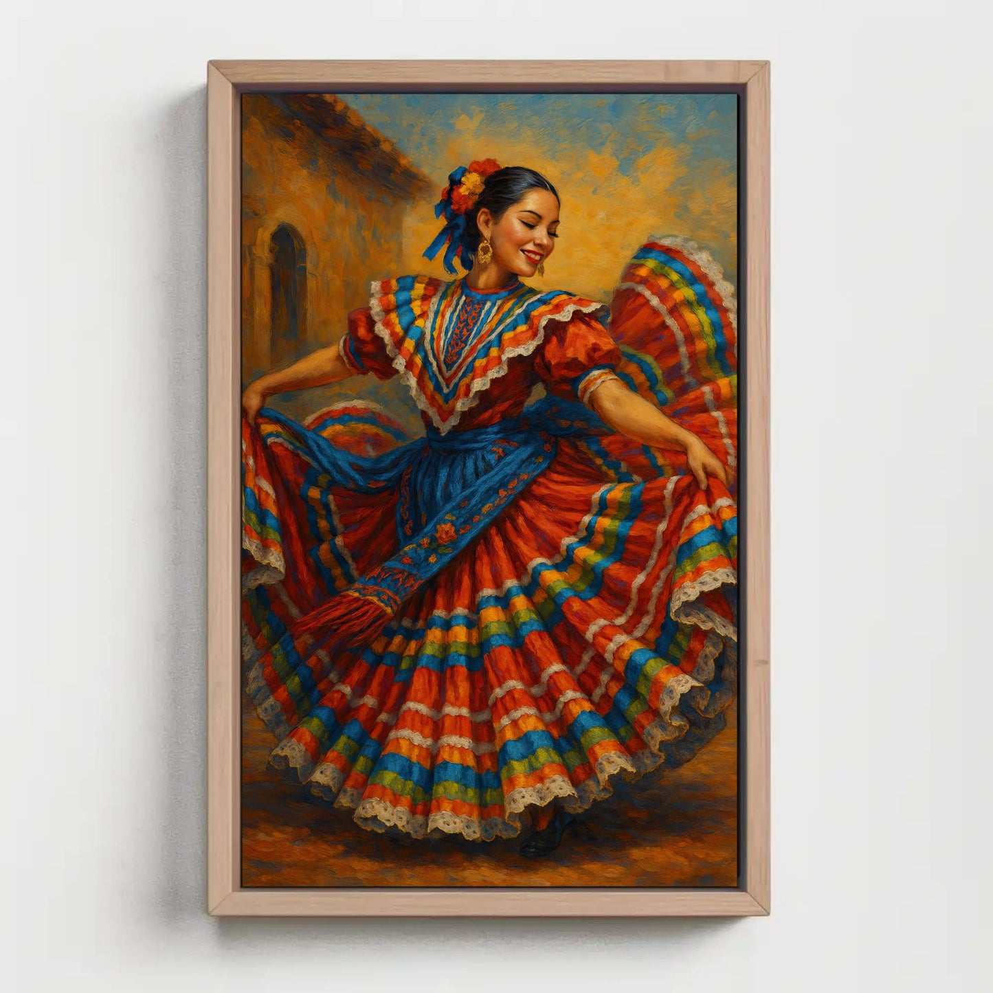 Mexican Folkloric Dancer traditional canvas wall art, ready to hang (view 2)