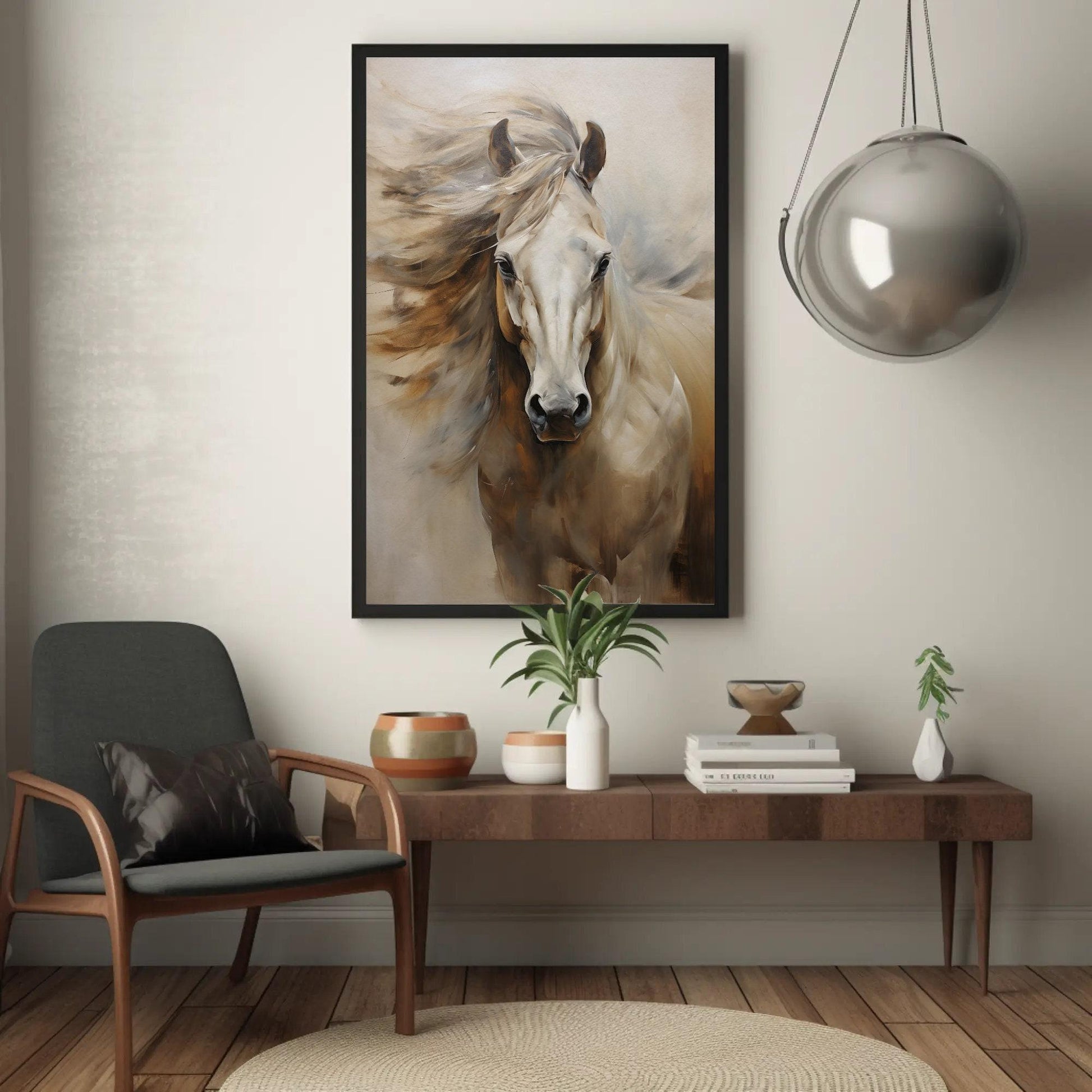 White Horse canvas wall art, gallery-wrapped or framed
