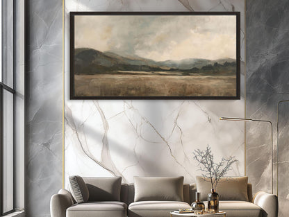 Vintage Beige Landscape , Neutral Abstract modern canvas wall art, ready to hang (view 2)
