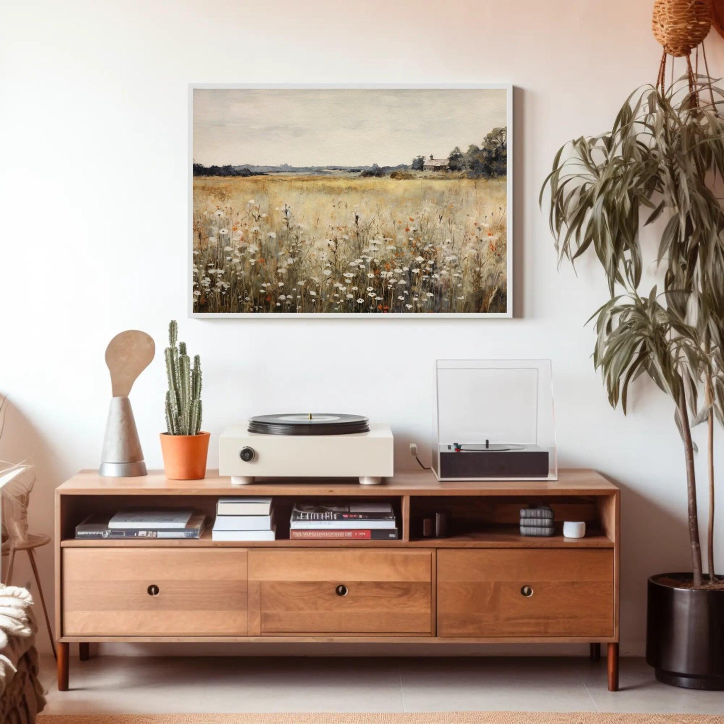 Rustic Wildflowers , Vintage Botanical canvas wall art, statement décor