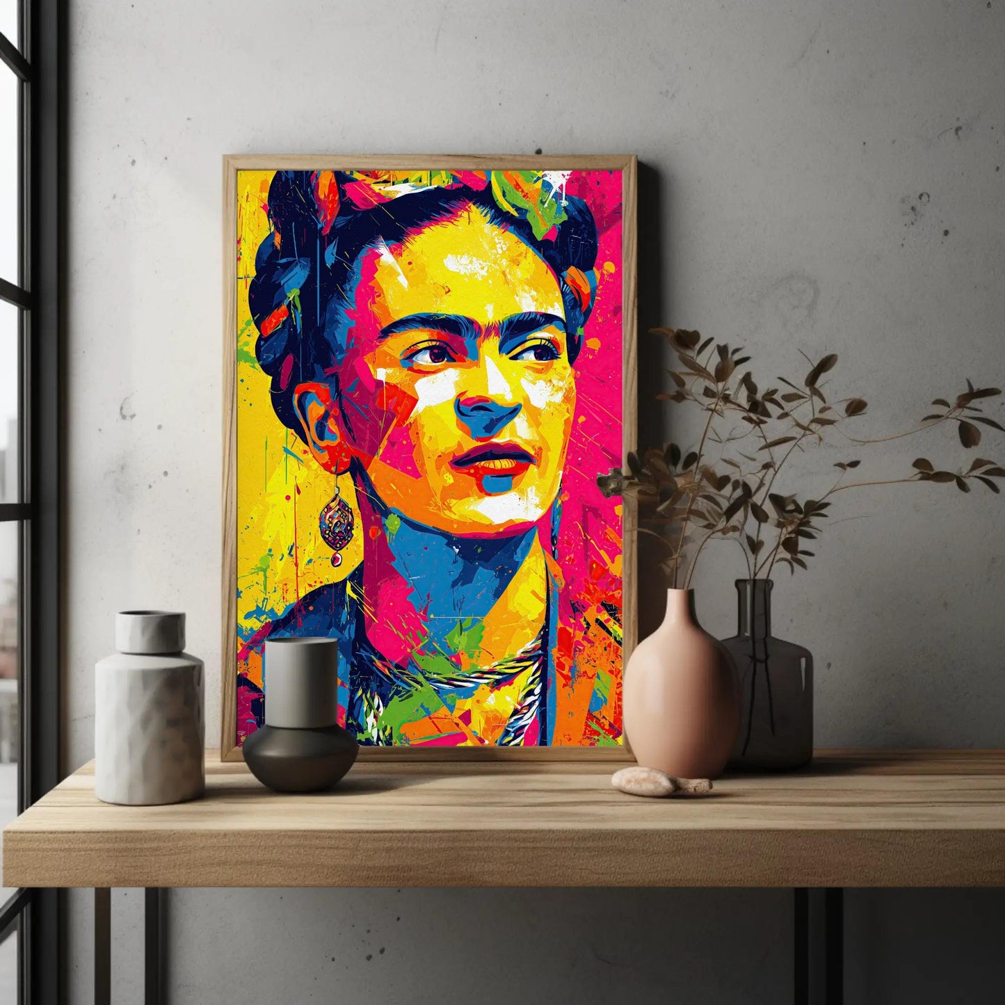 Frida Kahlo canvas wall art shown in a styled room (view 3)