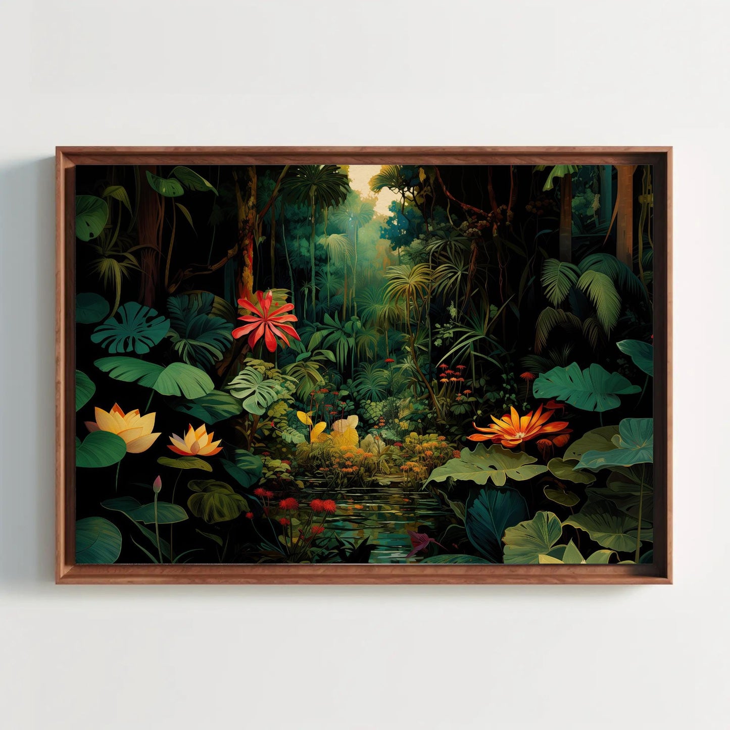 Tropical Jungle Canvas Print, Framed Canvas Art, Vibrant Nature Wall Decor