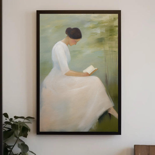 Woman Reading Art Print - Minimalist Impressionist Canvas Wall Decor | Gallery Wrap