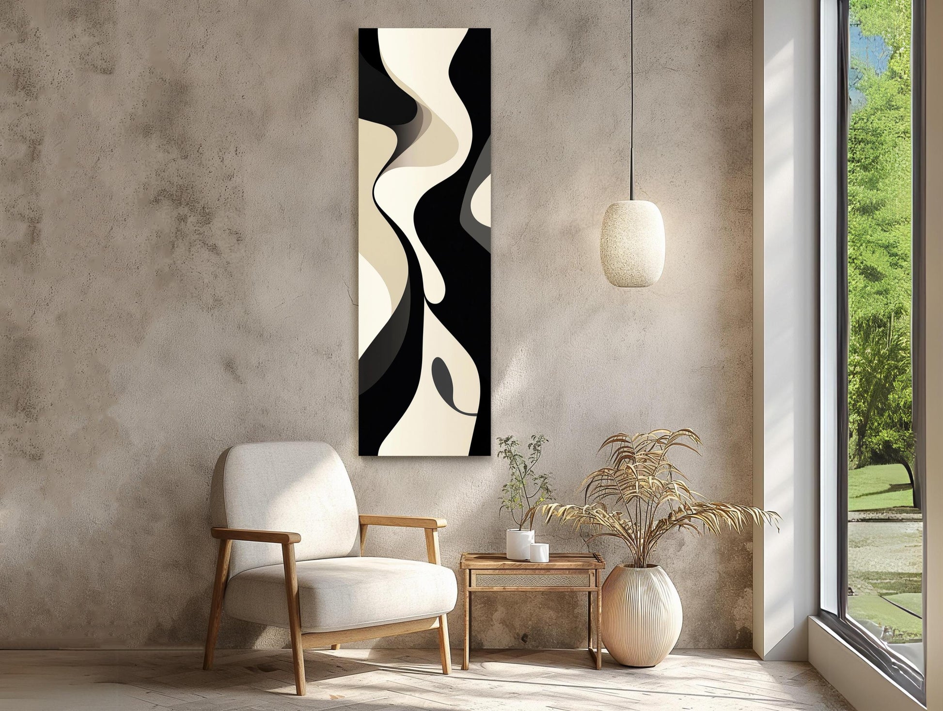 Black and White canvas wall art shown in a styled interior (view 2)