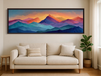 Mountain canvas wall art shown in a living room (view 3)
