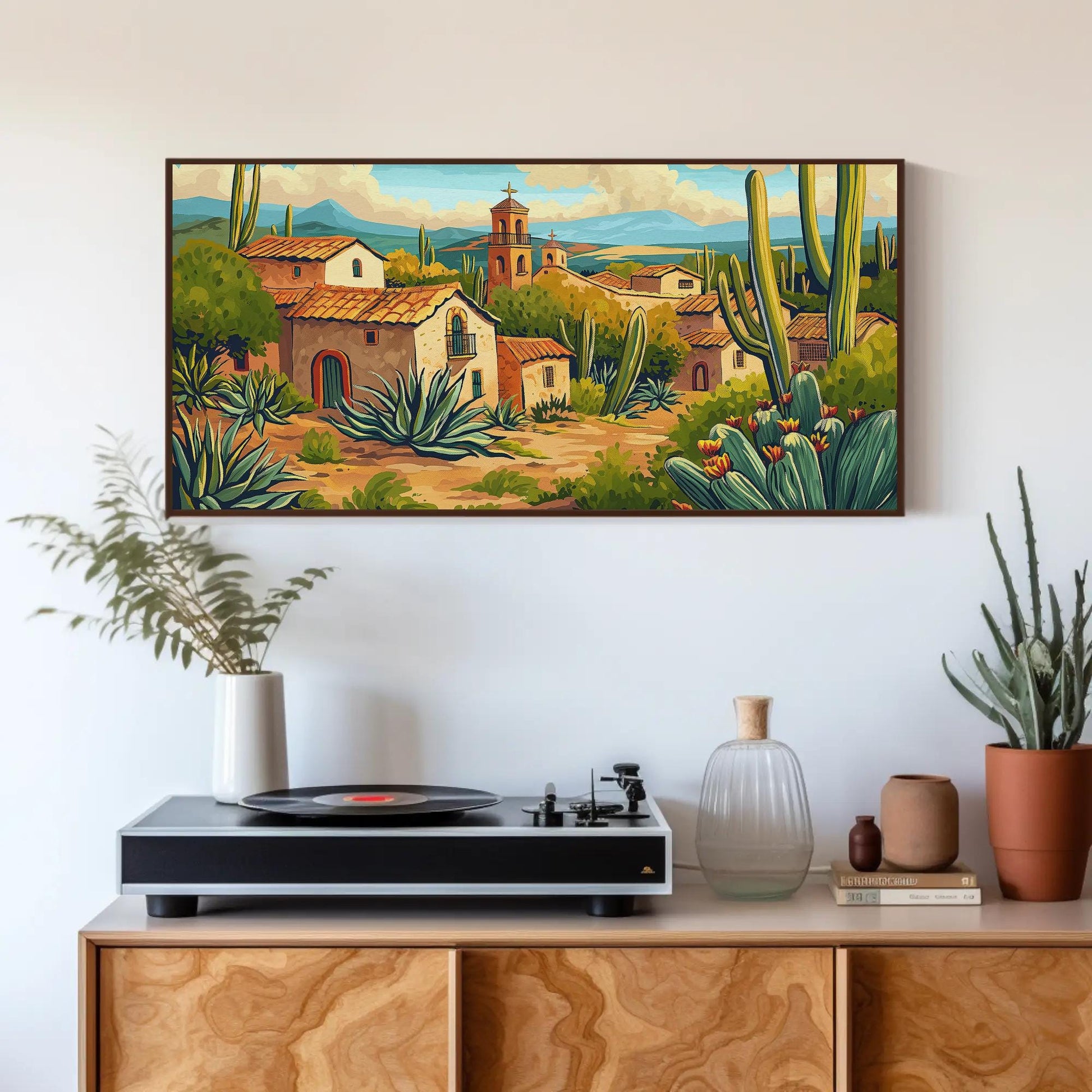 Mexican Desert art deco canvas wall art, ready to hang