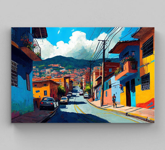Medellin Colombia Canvas Art – Colorful Cityscape Print | Museum-Grade Canvas Wall Decor