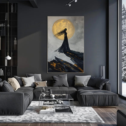 Nyx Goddess canvas wall art shown in a living room (view 2)