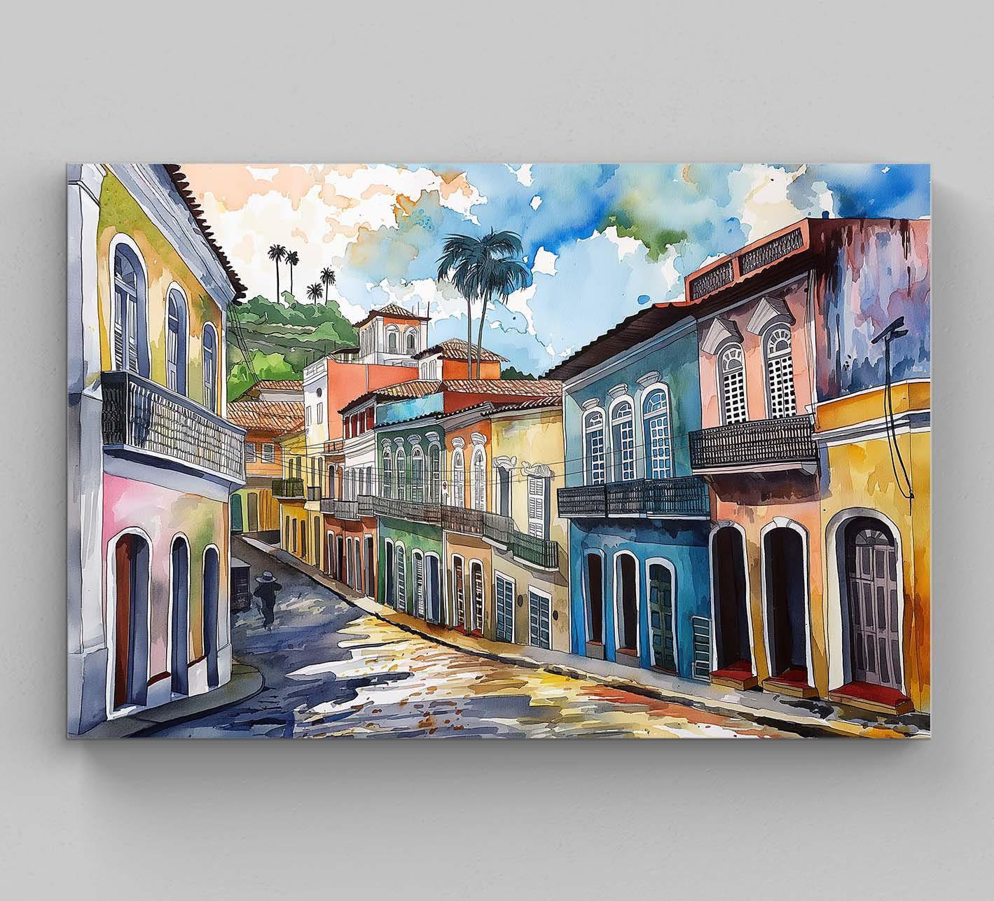 Salvador Bahia Canvas Print, Vibrant Brazilian Wall Art on Museum-Grade Canvas