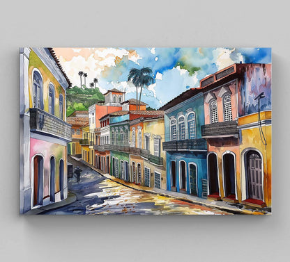 Salvador Bahia Canvas Print, Vibrant Brazilian Wall Art on Museum-Grade Canvas