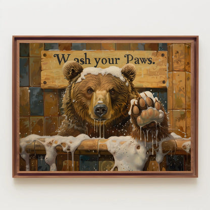 Brown Bear canvas wall art shown in a styled room