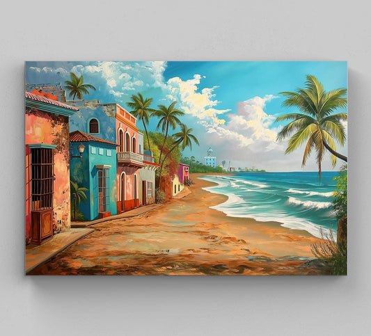 Puerto Rico Beach Canvas Print, Caribbean Tropical Wall Art