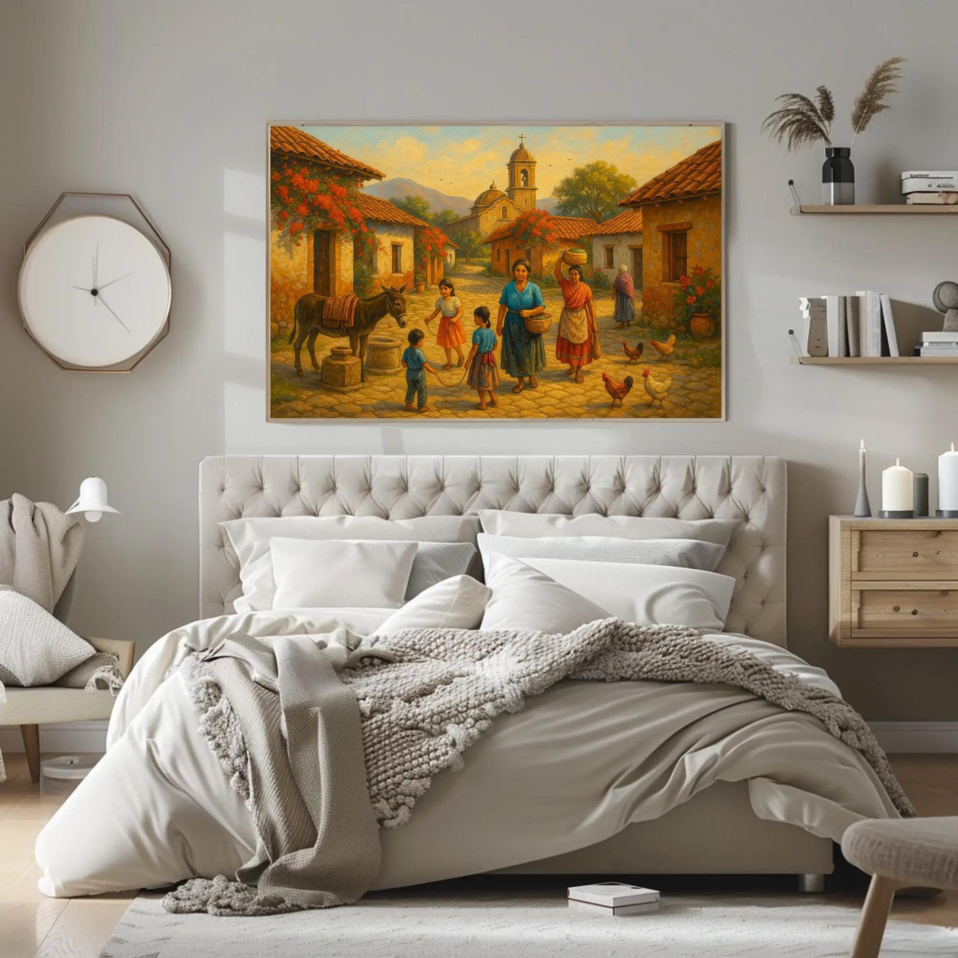 Mexican Village Art farmhouse canvas wall art for the home