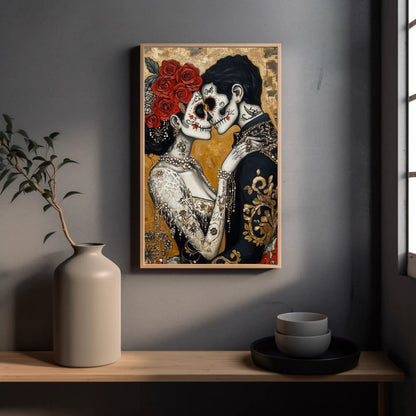Day of the Dead canvas wall art shown in a styled room (view 3)