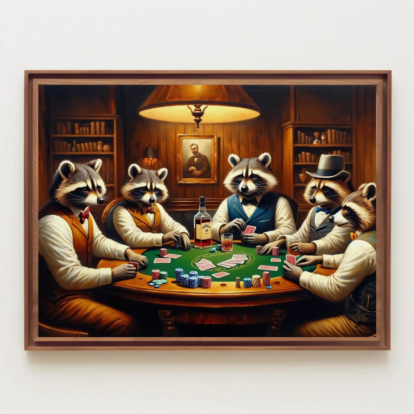 Raccoons Playing Poker art deco canvas wall art for the home (view 2)