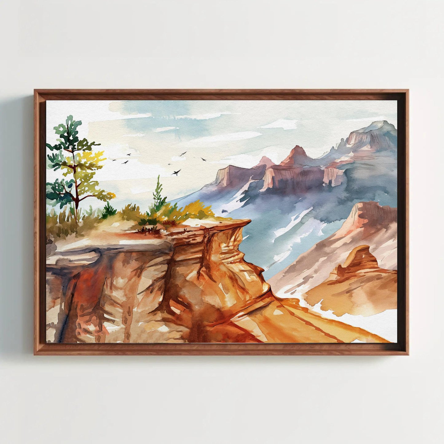 Grand Canyon Watercolor Painting watercolor canvas wall art, ready to hang