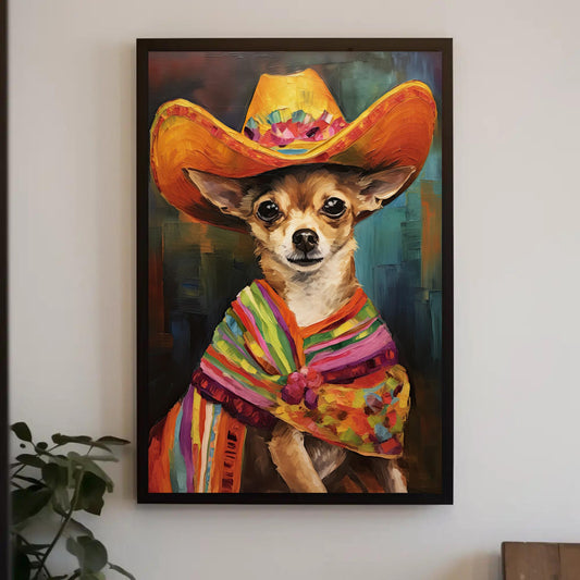 Funny Mexican Chihuahua Canvas Print, Dog Lover Wall Art