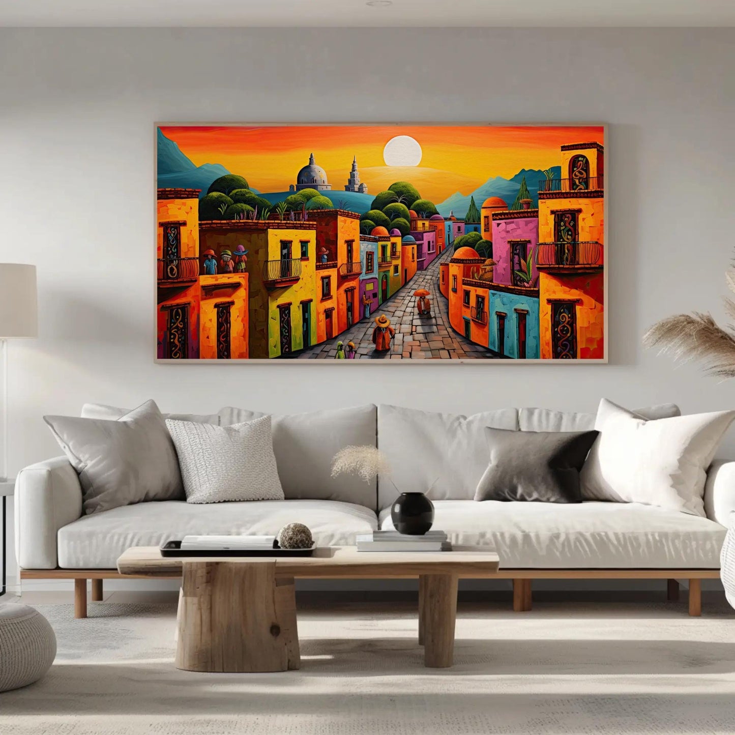 Oaxaca Mexican Village , Colorful Mexico canvas wall art, statement décor