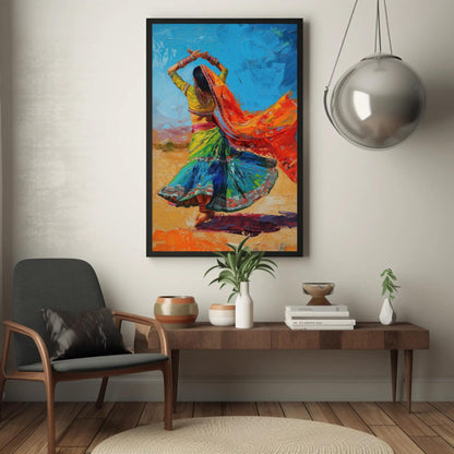 Indian Folk Dance Painting canvas print, premium giclée wall art (view 2)