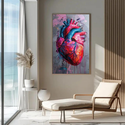 Abstract Human Heart Painting canvas wall art shown in a living room (view 4)