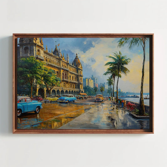 Mumbai Coastal Canvas Print - Vibrant Indian Wall Art | Ready to Hang Gallery Wrap
