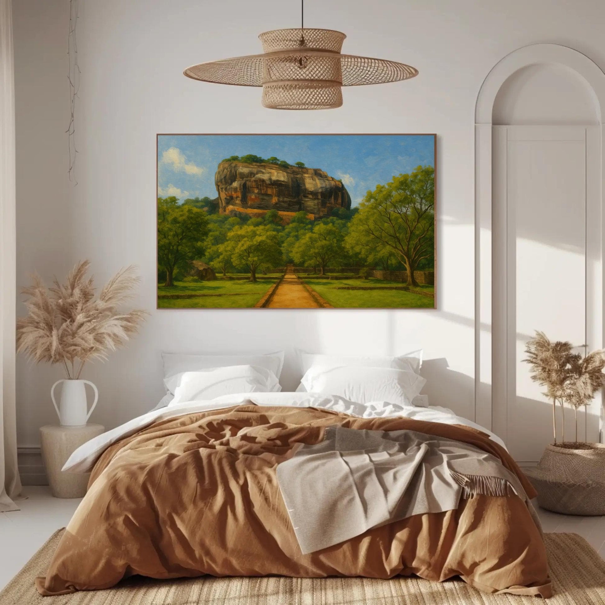 Sigiriya Rock Fortress canvas wall art shown in a bedroom (view 3)