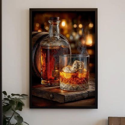 Whiskey Barrel Canvas Print – Rustic Bourbon Wall Art for Home Bar Decor