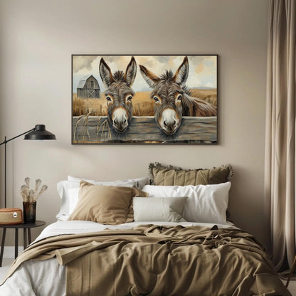 Two Donkeys canvas wall art, gallery-wrapped or framed