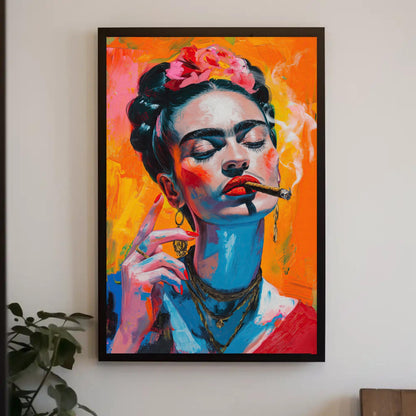Frida Kahlo Canvas Print, Mexican Folk Art Wall Decor