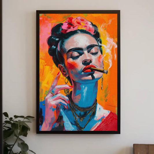 Frida Kahlo Canvas Print, Mexican Folk Art Wall Decor