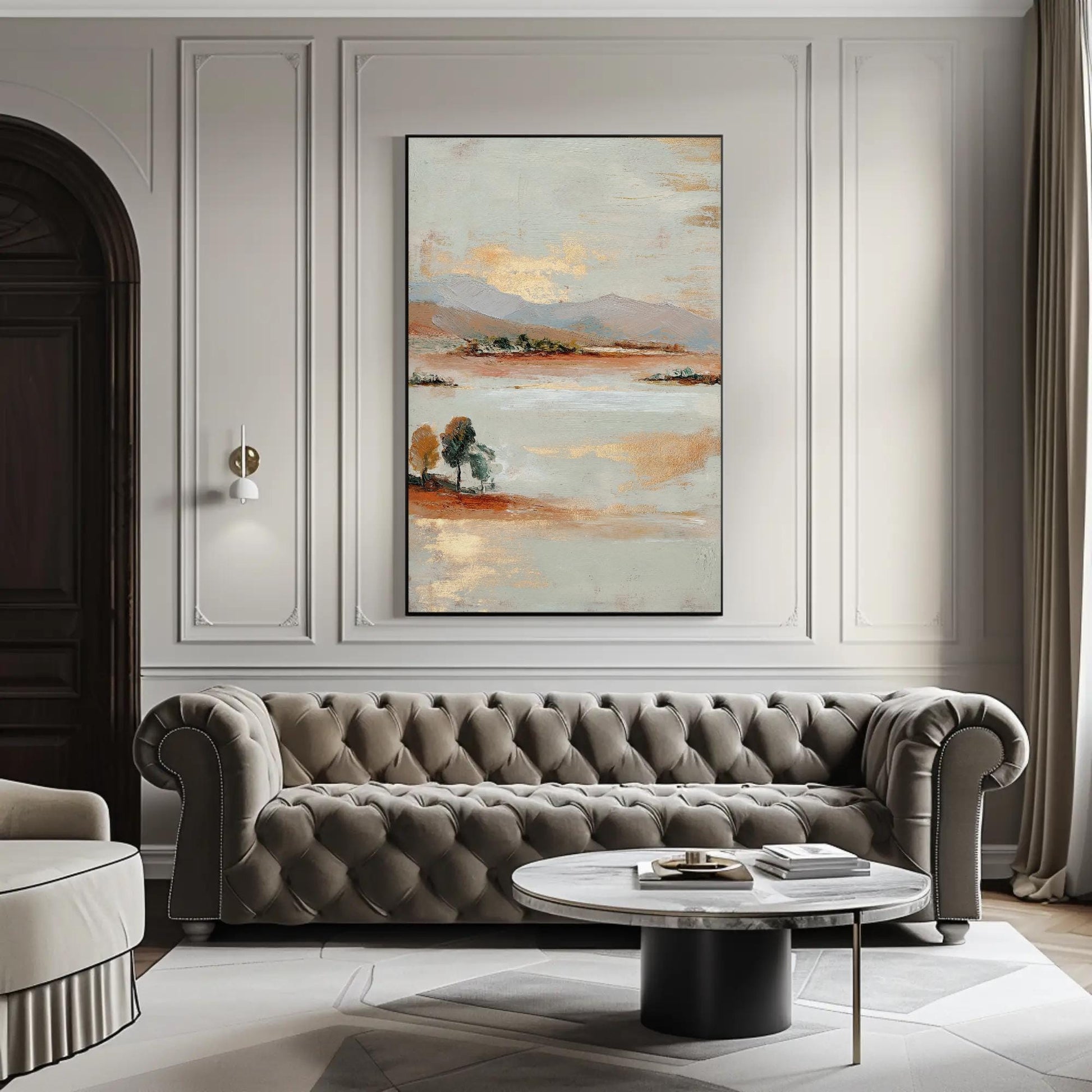Gold Leaf canvas wall art shown in a living room (view 2)