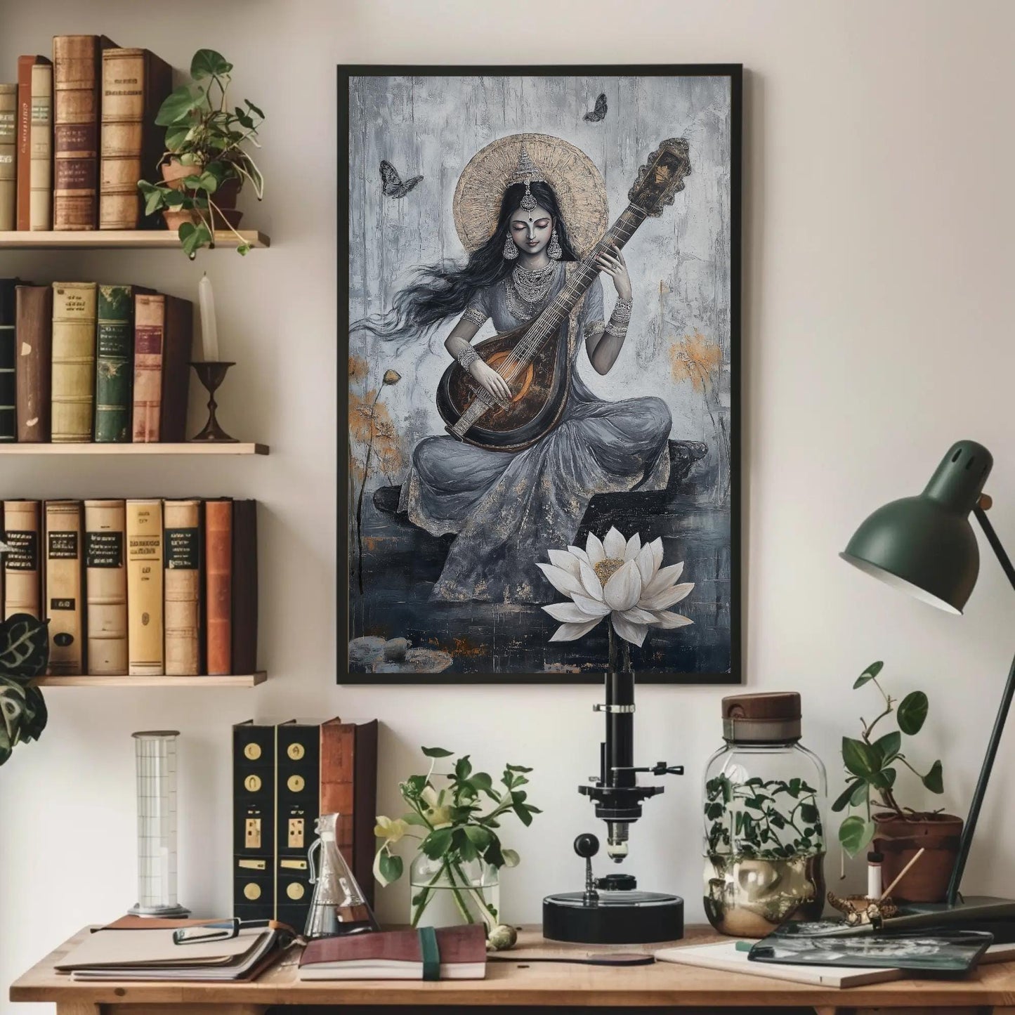 Abstract Saraswati , Modern Hindu Goddess canvas wall art, gallery-wrapped or framed
