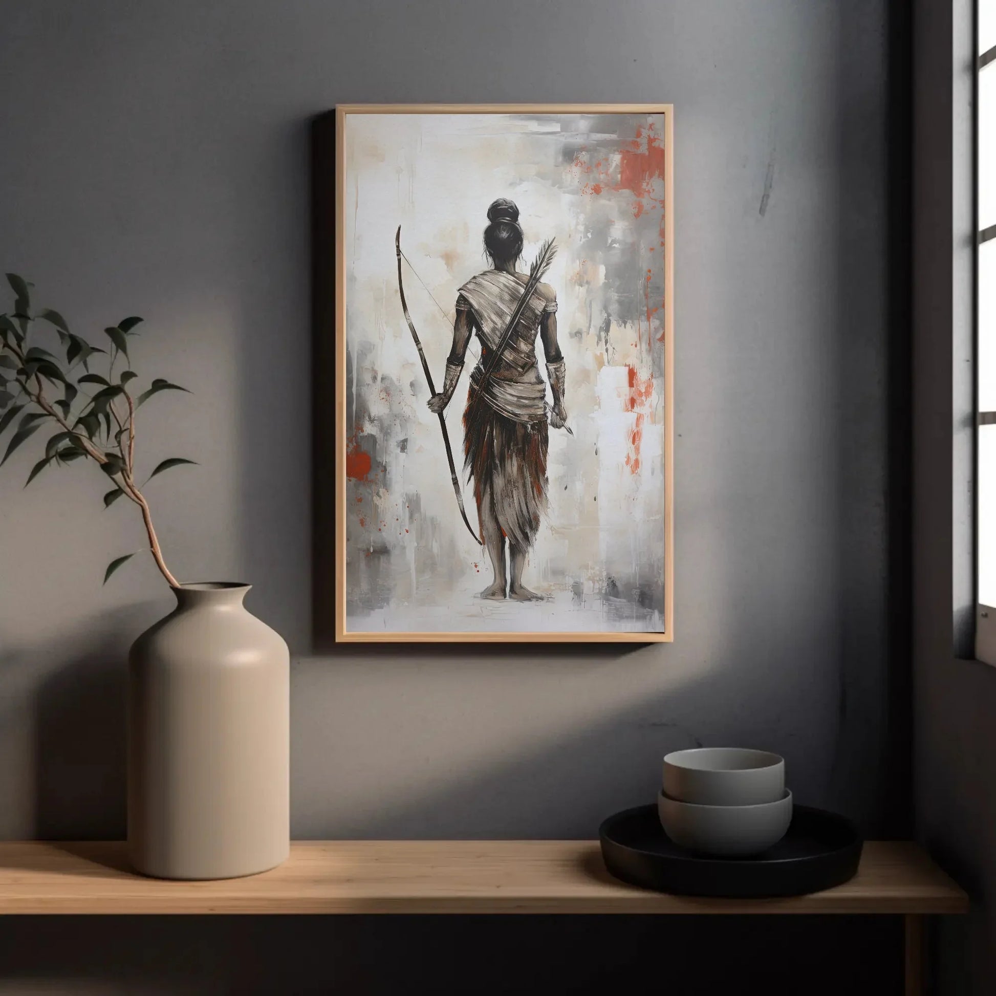 Lord Ram Abstract Canvas Painting, Lord Ram Poster Print, Hindu God Wall Art, Indian Home Decor, Religious Artwork, Indian Painting Wall Art – Canvas Print