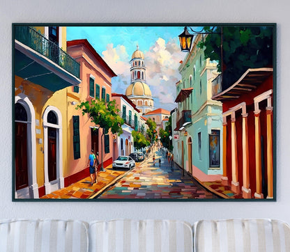 Old San Juan , Puerto Rico Colonial canvas wall art for the home