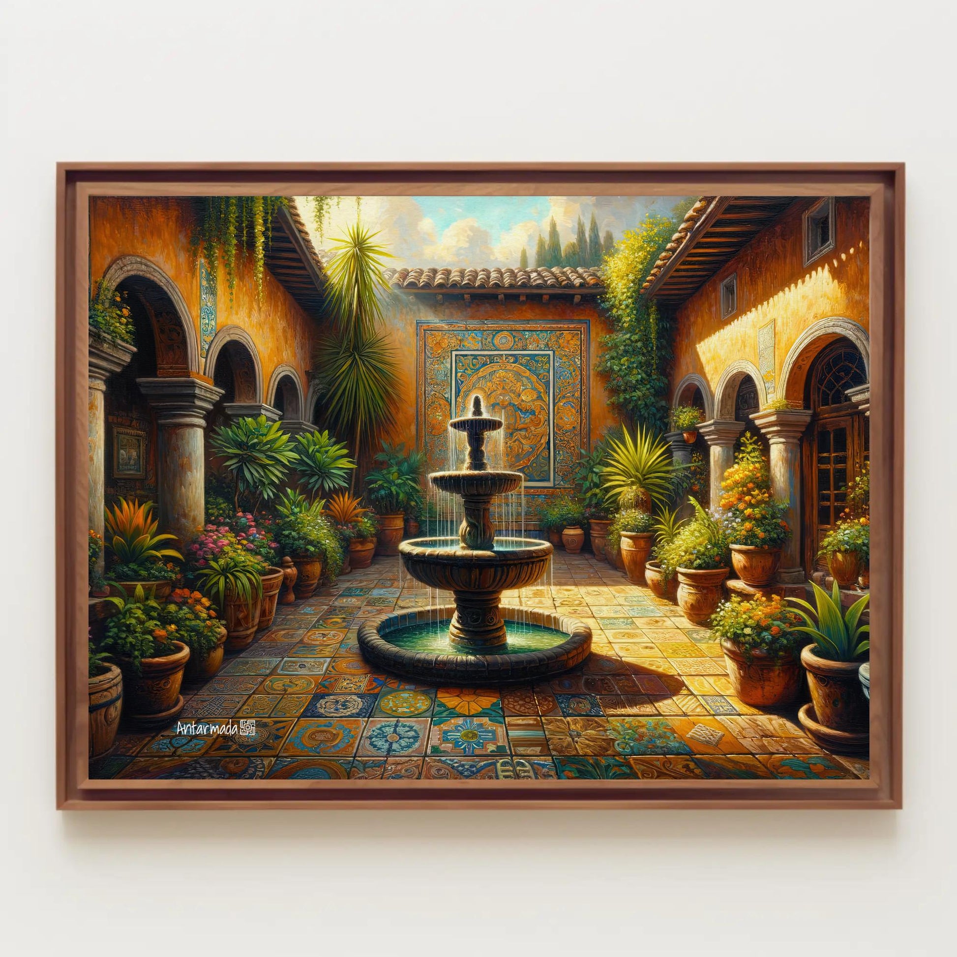 Mexican Courtyard traditional canvas wall art, ready to hang