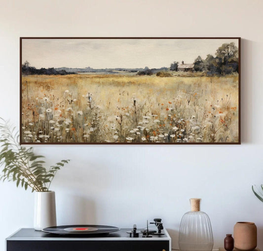 Rustic Wildflowers Canvas Print, Vintage Botanical Wall Art Decor