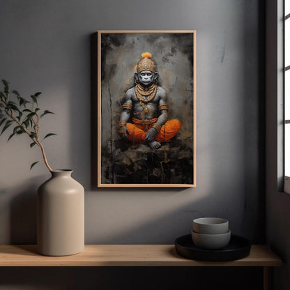 Lord Hanuman canvas wall art shown in a styled room (view 3)