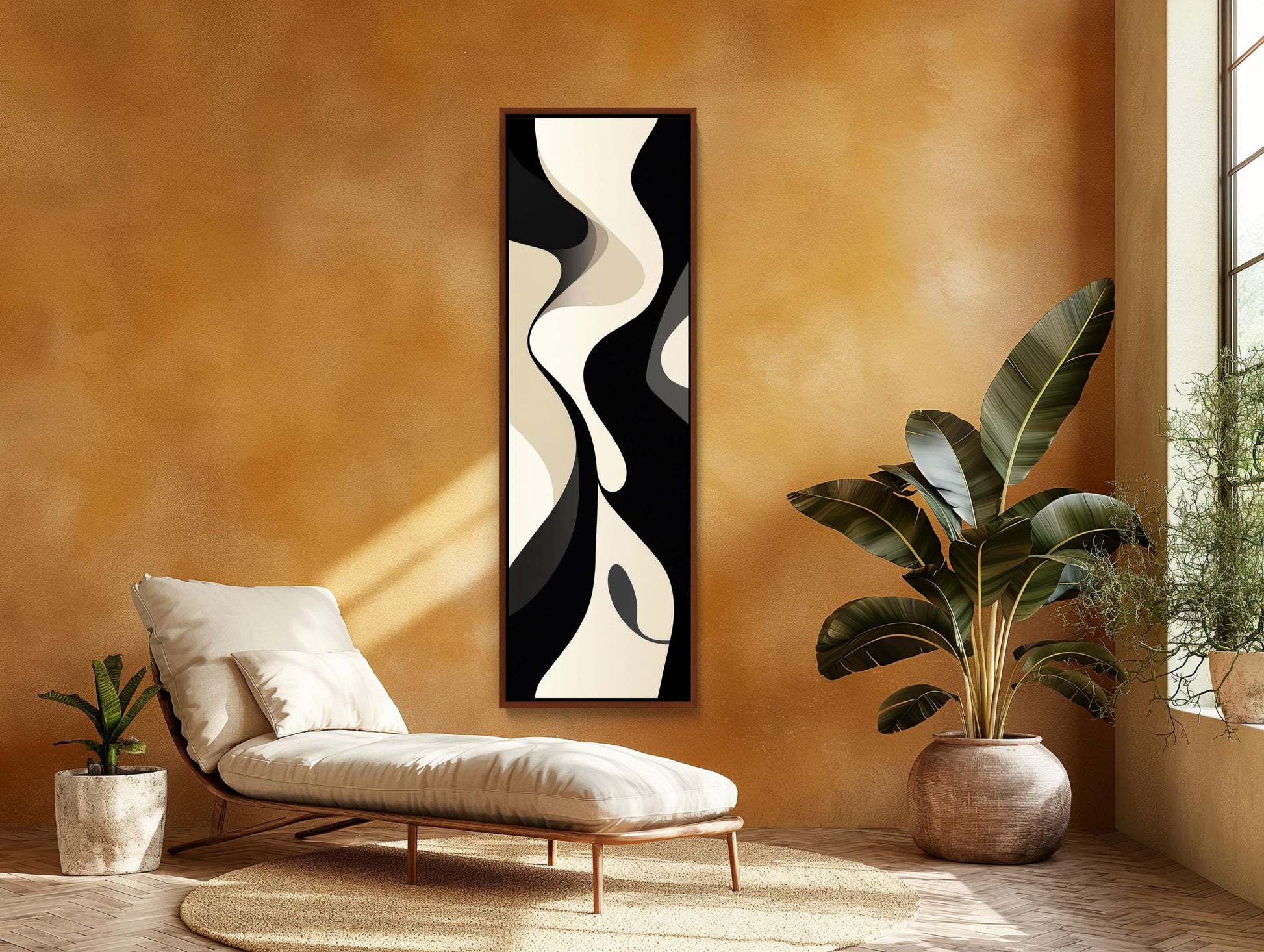 Black and White canvas wall art shown in a living room