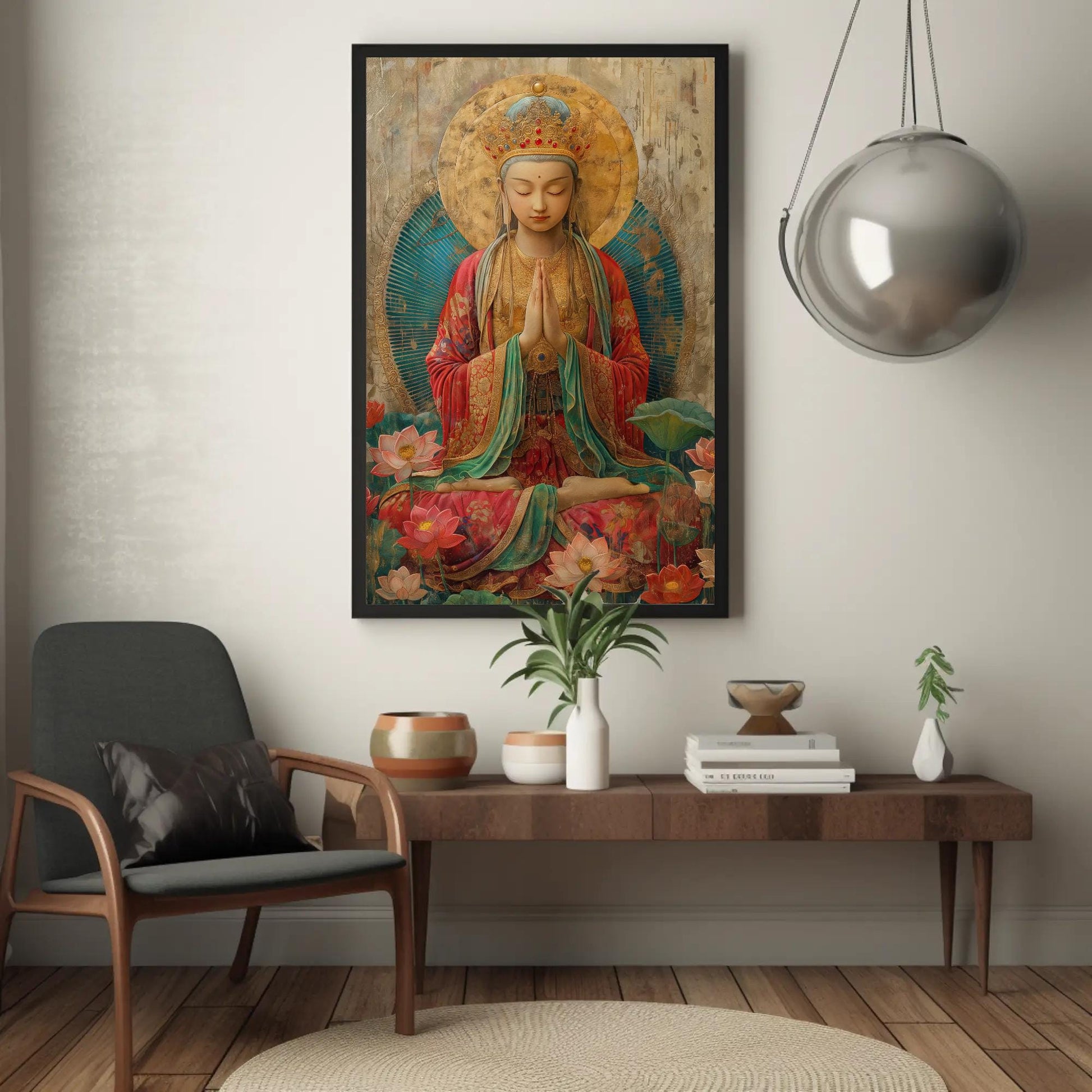 Tara Goddess canvas wall art shown in a styled room (view 2)